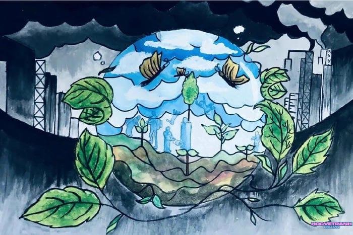 vẽ tranh bảo vệ trái đất nghệ thuật