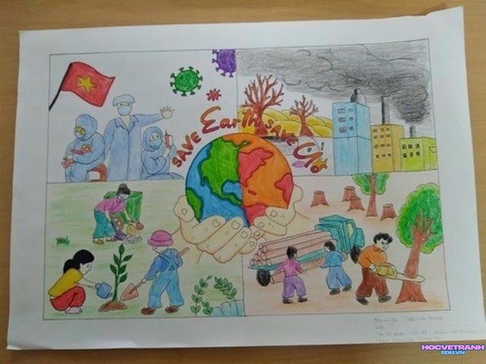 vẽ tranh bảo vệ trái đất và đại dương