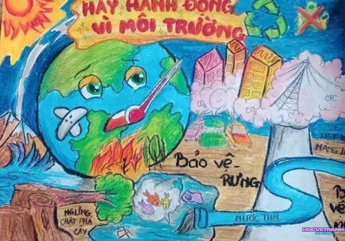 vẽ tranh bảo vệ trái đất và trẻ em