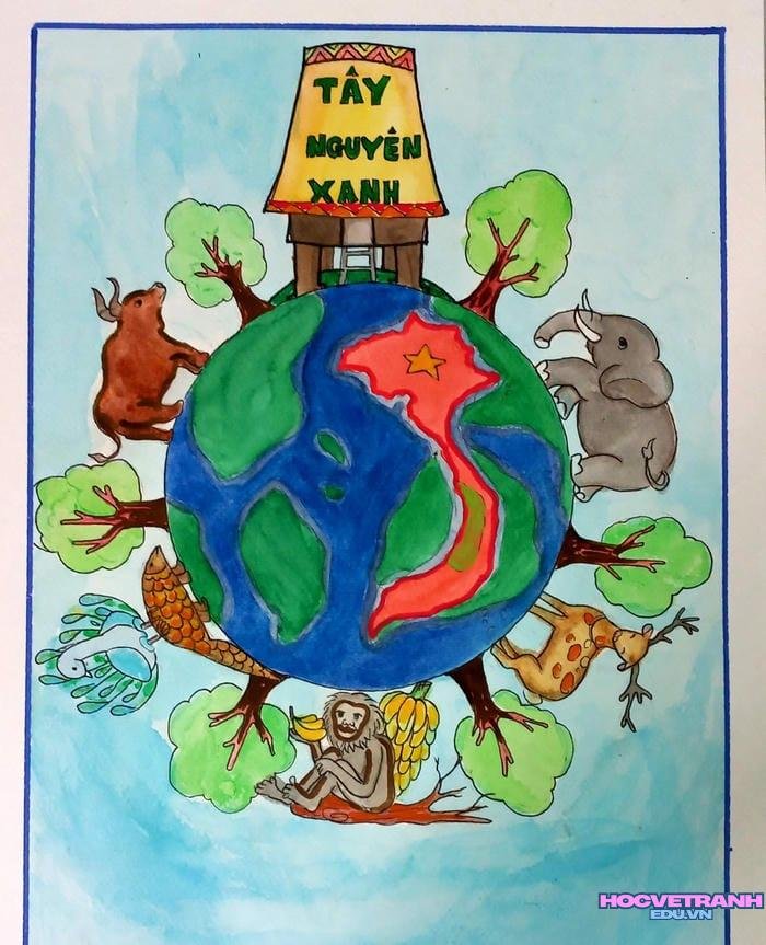 vẽ tranh bảo vệ trái đất và tương lai