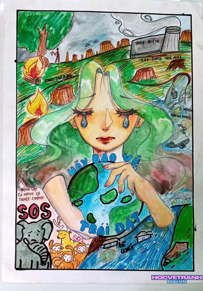 vẽ tranh bảo vệ trái đất việt nam
