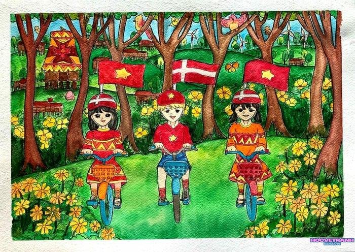 vẽ tranh bìa chuyện cổ tích với họa tiết