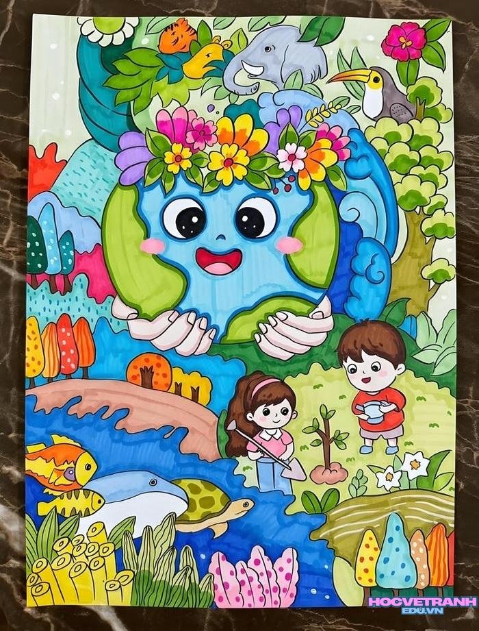vẽ tranh biến đổi khí hậu đẹp