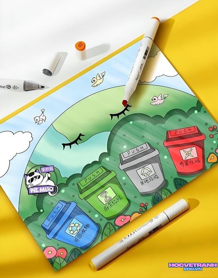 vẽ tranh biến đổi khí hậu đpẹ