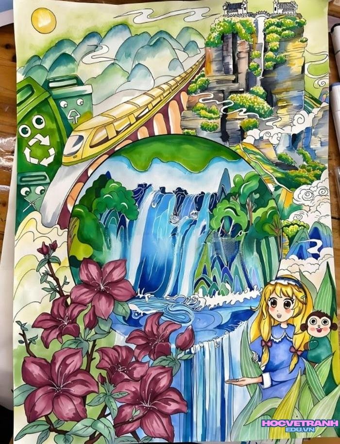 vẽ tranh biến đổi khí hậu toàn cầu