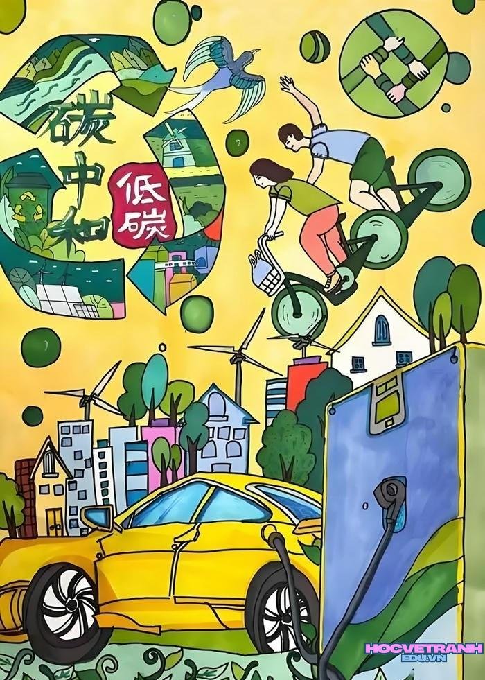vẽ tranh biến đổi khí hậu tq