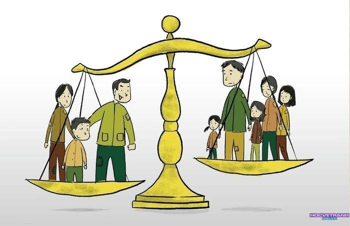 vẽ tranh bình đẳng giới cán cân