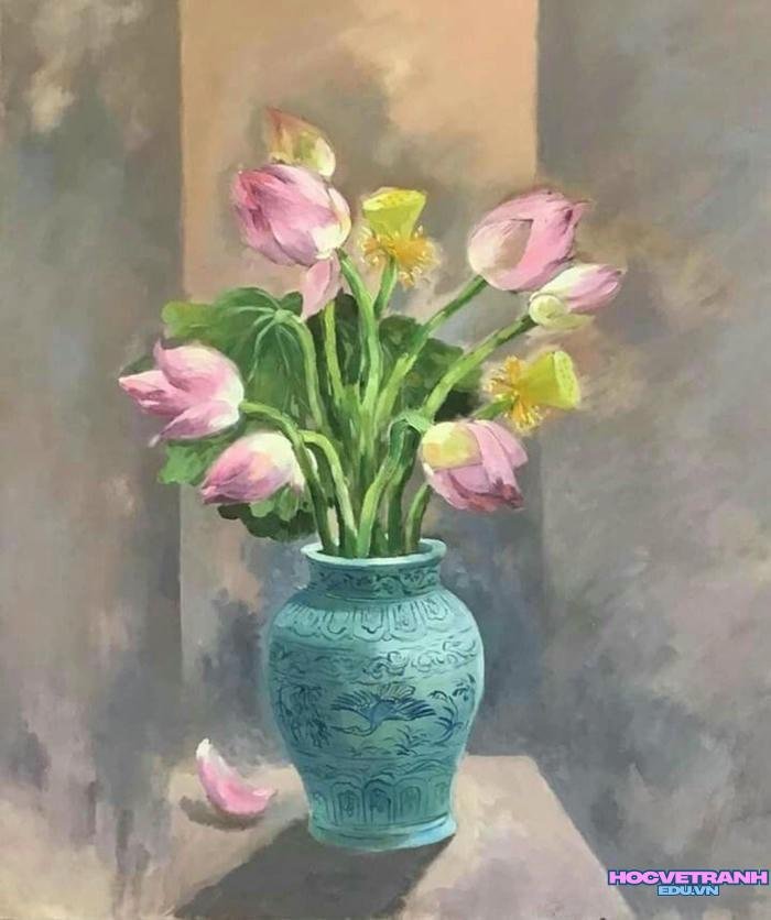 vẽ tranh bình hoa trang trí