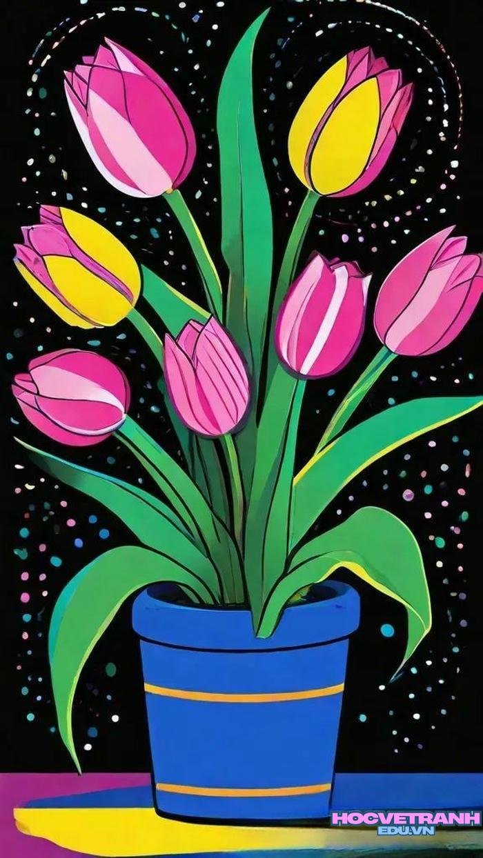 vẽ tranh bình hoa tuy líp