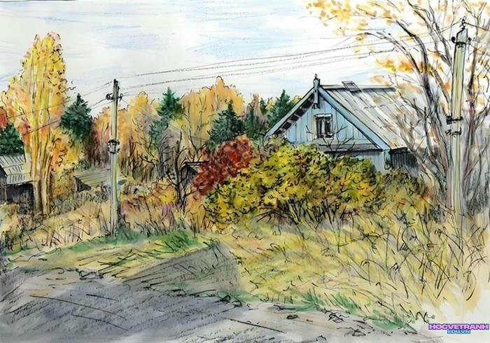 vẽ tranh cảnh đẹp quê hương vàng