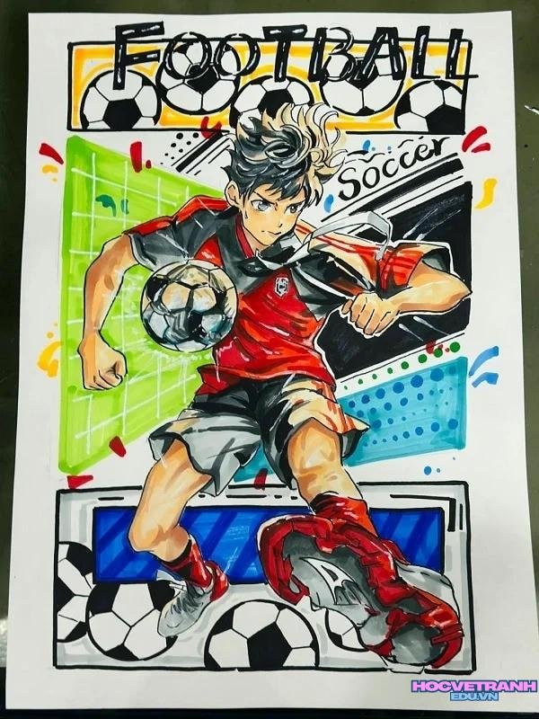 vẽ tranh cầu thủ