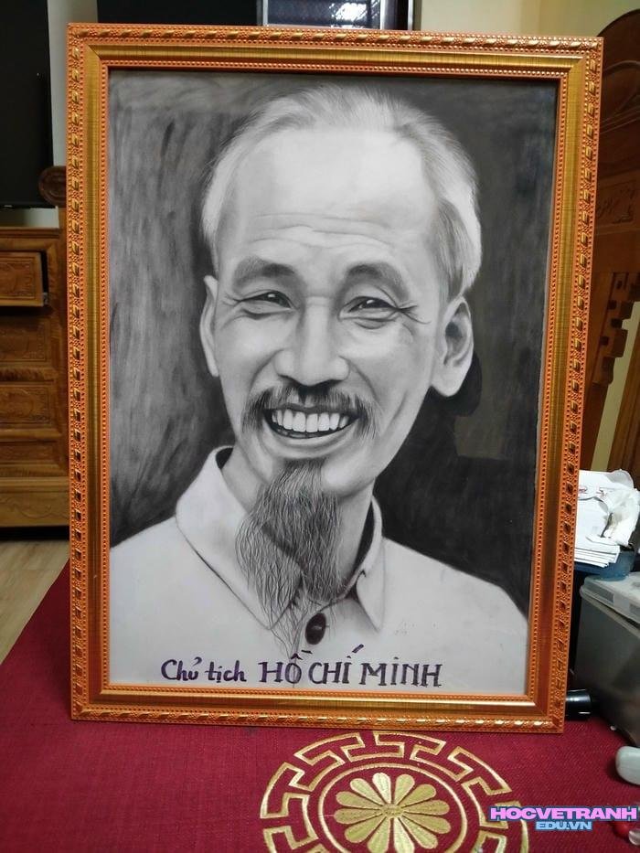 vẽ tranh chân dung bác hồ đẹp
