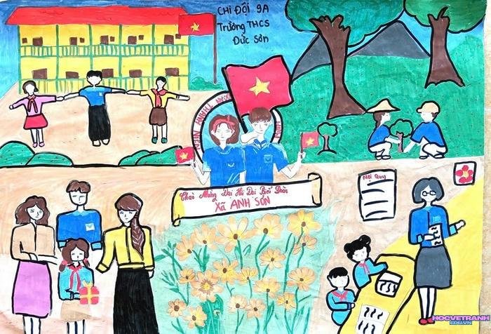 vẽ tranh chào mừng đại hội đoàn hd