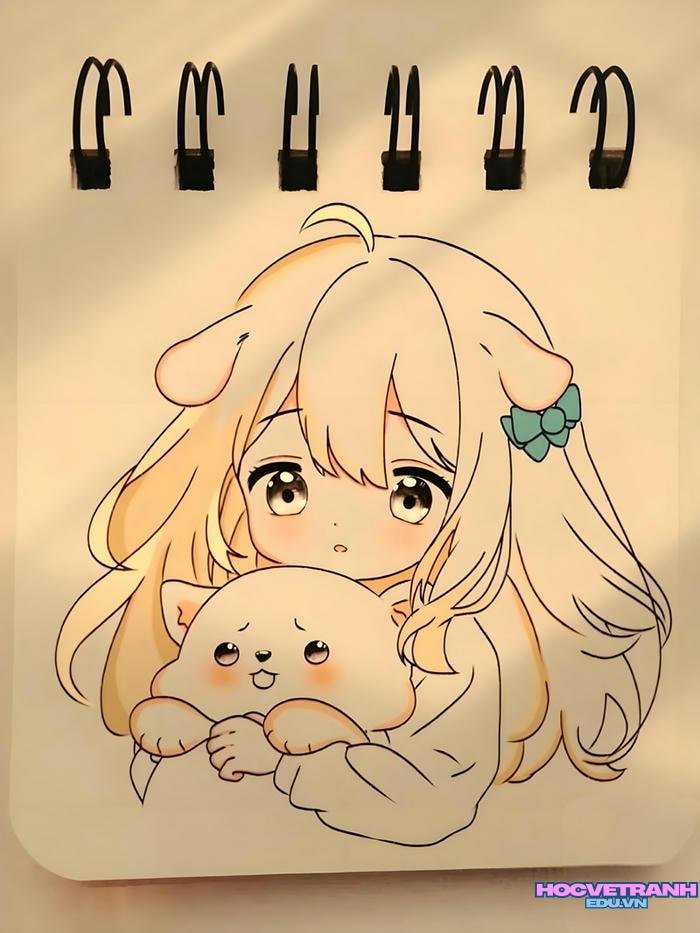 vẽ tranh chibi chưa tô màu