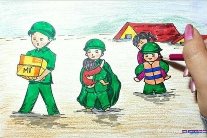 vẽ tranh chú bộ đội