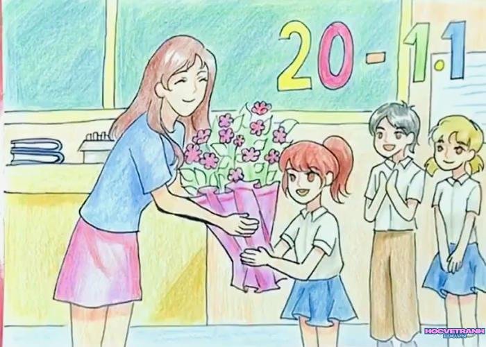 vẽ tranh chủ đề 20 11