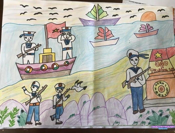 vẽ tranh chủ đề biển đảo