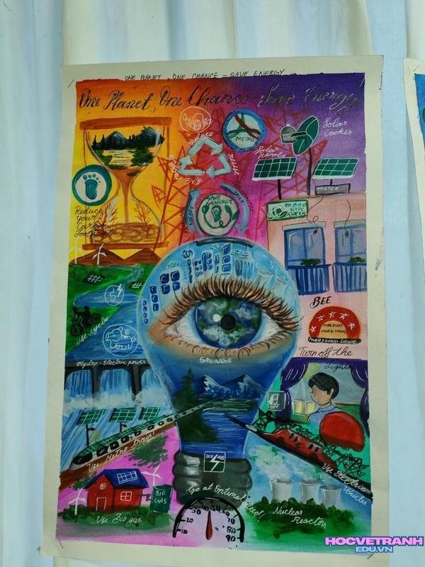 vẽ tranh chủ đề tiết kiệm điện 8k