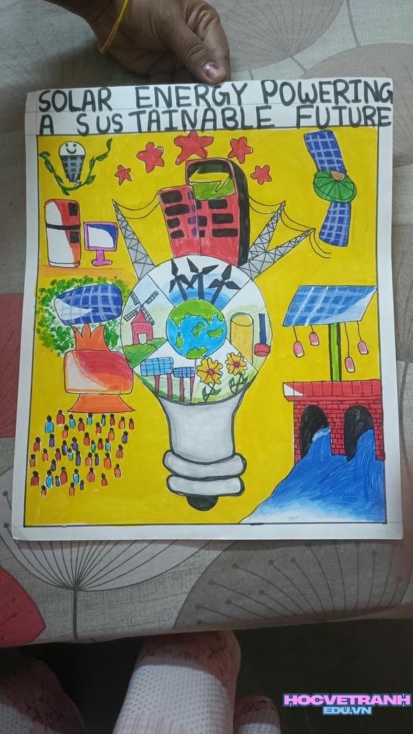 vẽ tranh chủ đề tiết kiệm điện cho bé