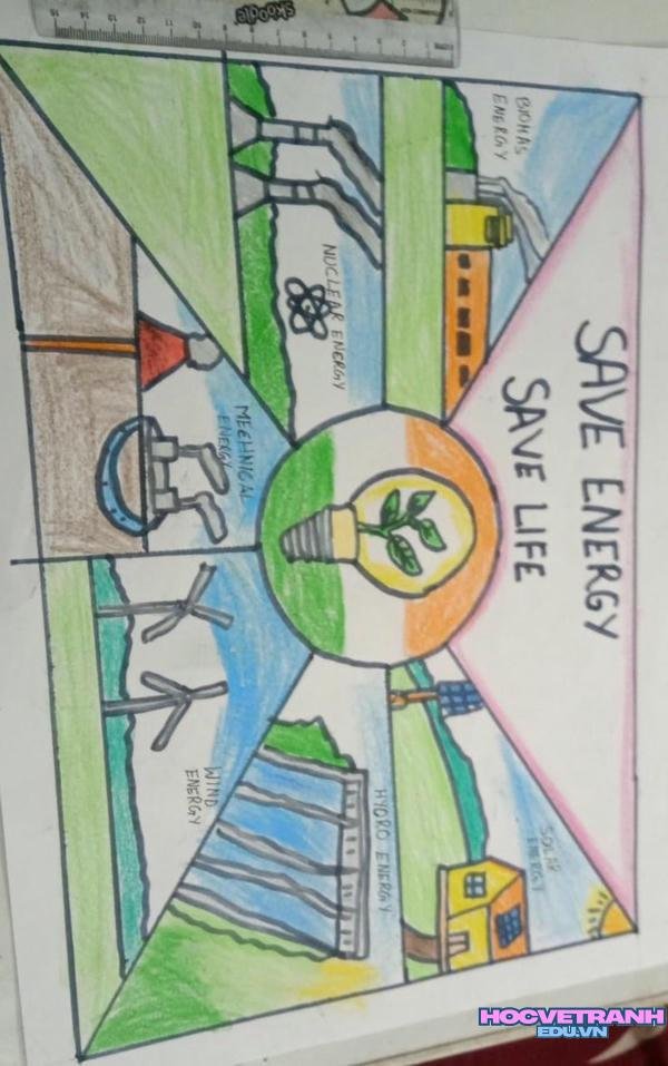 vẽ tranh chủ đề tiết kiệm điện hd