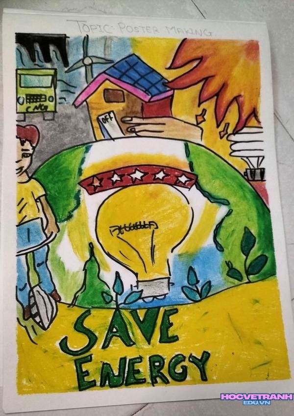 vẽ tranh chủ đề tiết kiệm điện nước