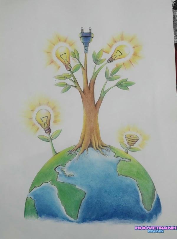 vẽ tranh chủ đề tiết kiệm điện vn