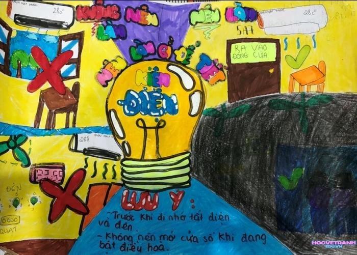 vẽ tranh chủ đề tiết kiệm năng lượng 4k