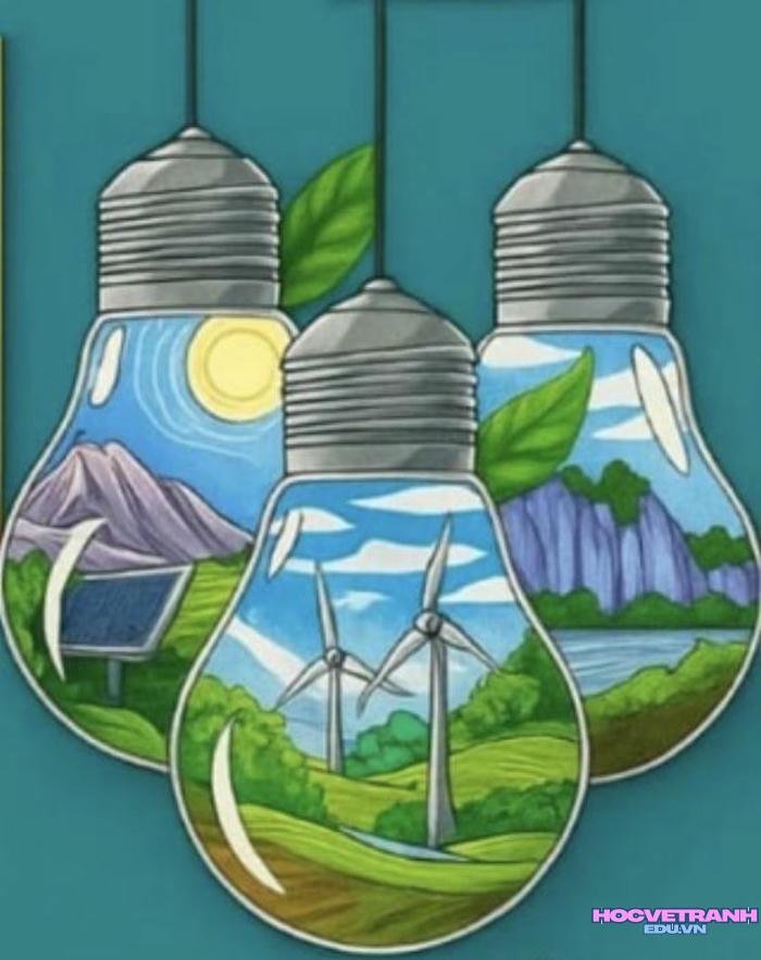 vẽ tranh chủ đề tiết kiệm năng lượng điện