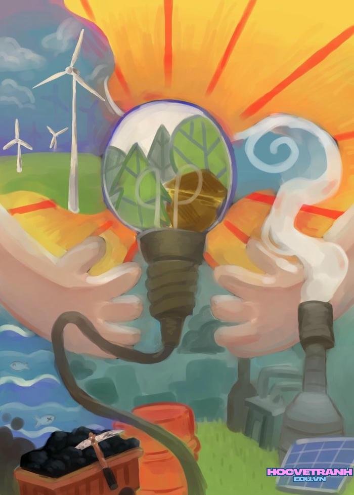 vẽ tranh chủ đề tiết kiệm năng lượng nhiều
