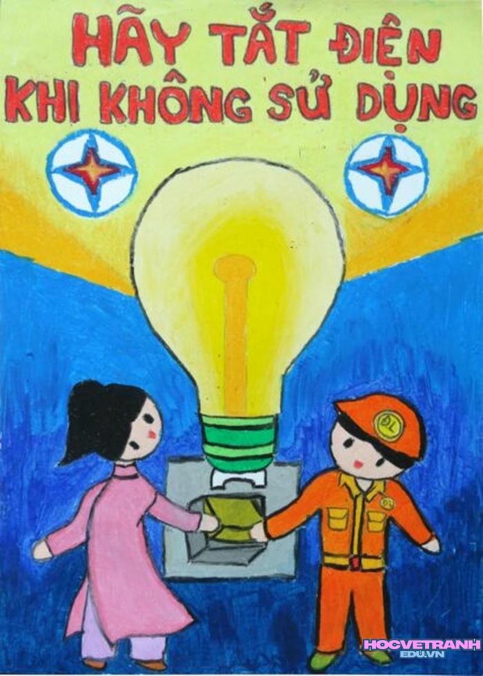 vẽ tranh chủ đề tiết kiệm năng lượng tắt điện khi không sử dụng