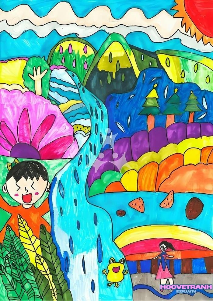 vẽ tranh chủ đề tự do sông