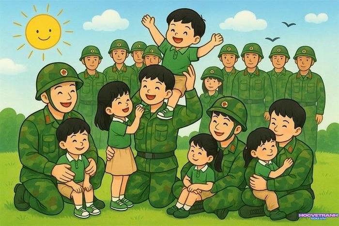 vẽ tranh chủ đề yêu thương con người bồ đội