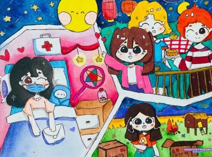 vẽ tranh chủ đề yêu thương con người tình người