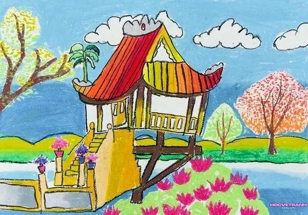 vẽ tranh chùa 1 cột