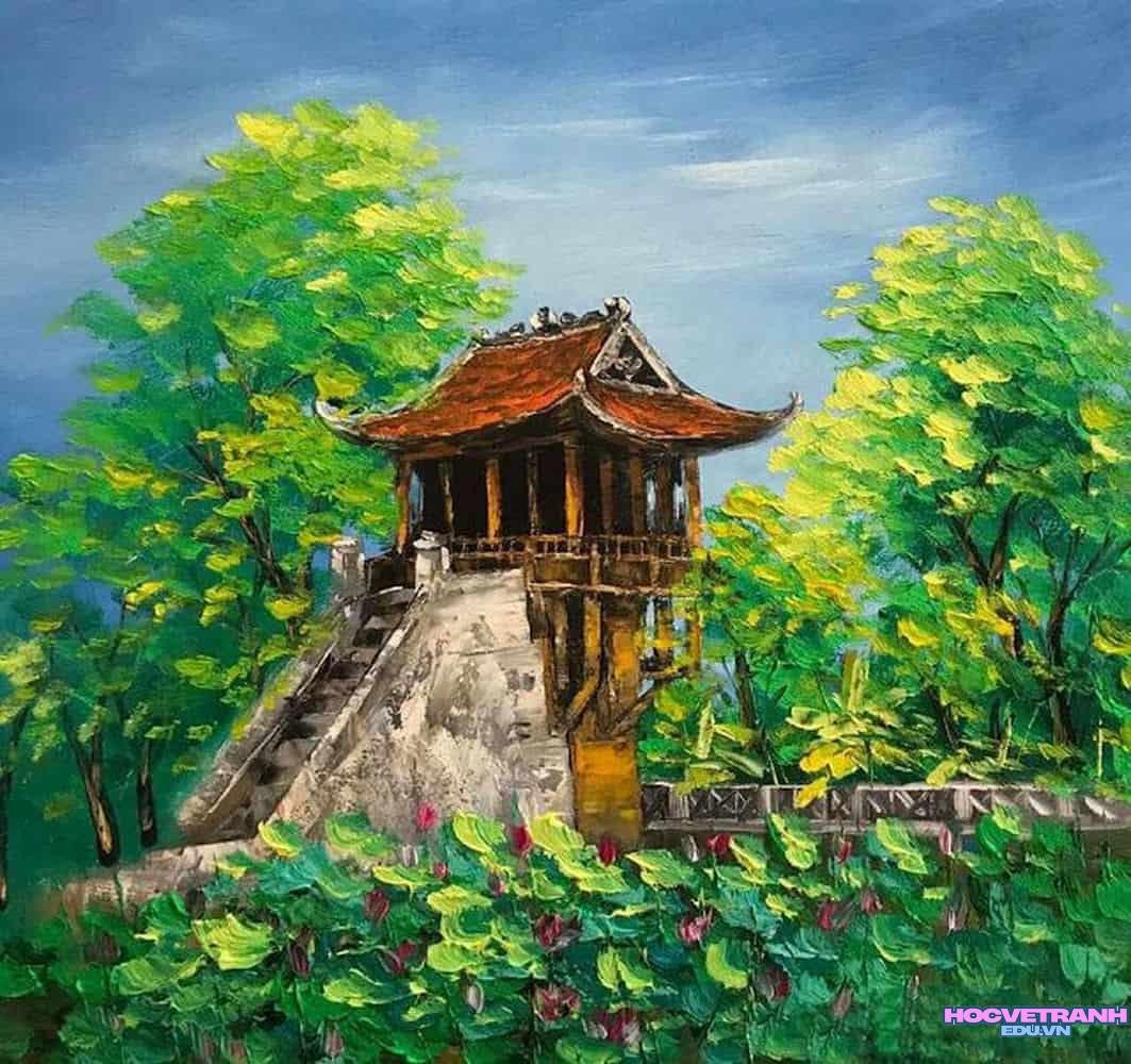 vẽ tranh chùa một cột dễ