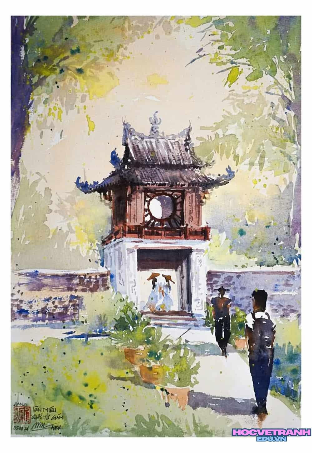 vẽ tranh chùa một cột nổi