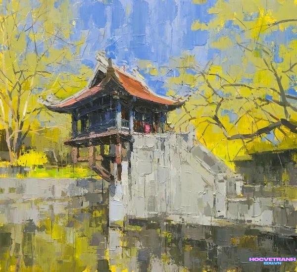 vẽ tranh chùa một cột