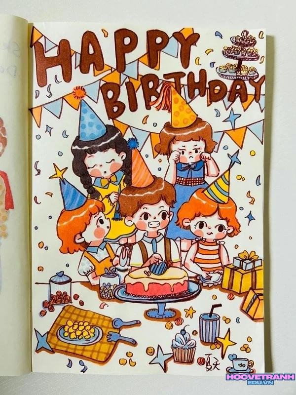 vẽ tranh chúc mừng sinh nhật 3d