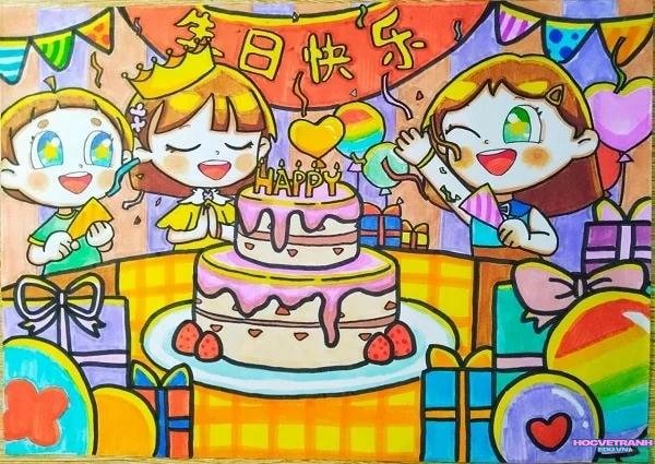 vẽ tranh chúc mừng sinh nhật anime