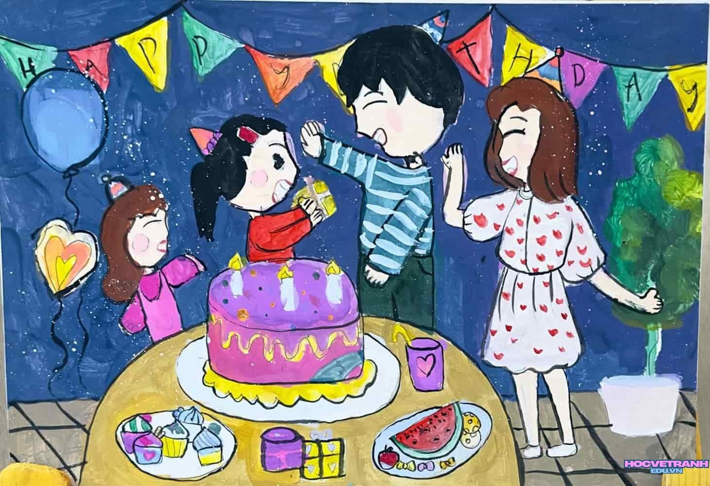 vẽ tranh chúc mừng sinh nhật bé