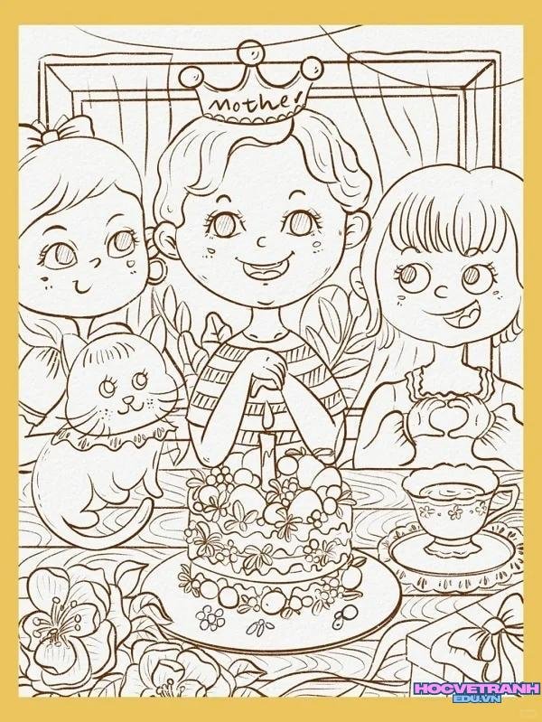 vẽ tranh chúc mừng sinh nhật có viền