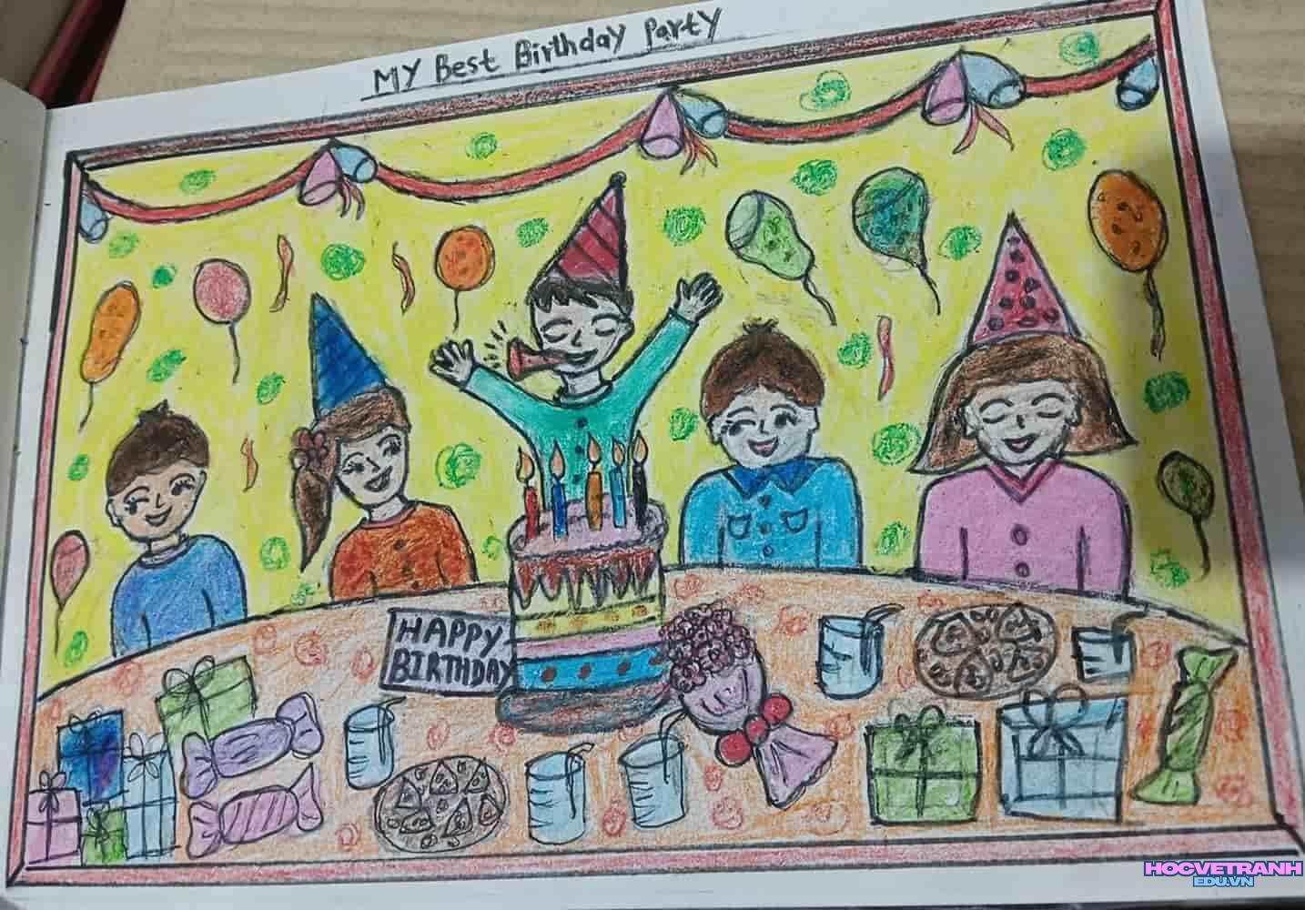 vẽ tranh chúc mừng sinh nhật dễ