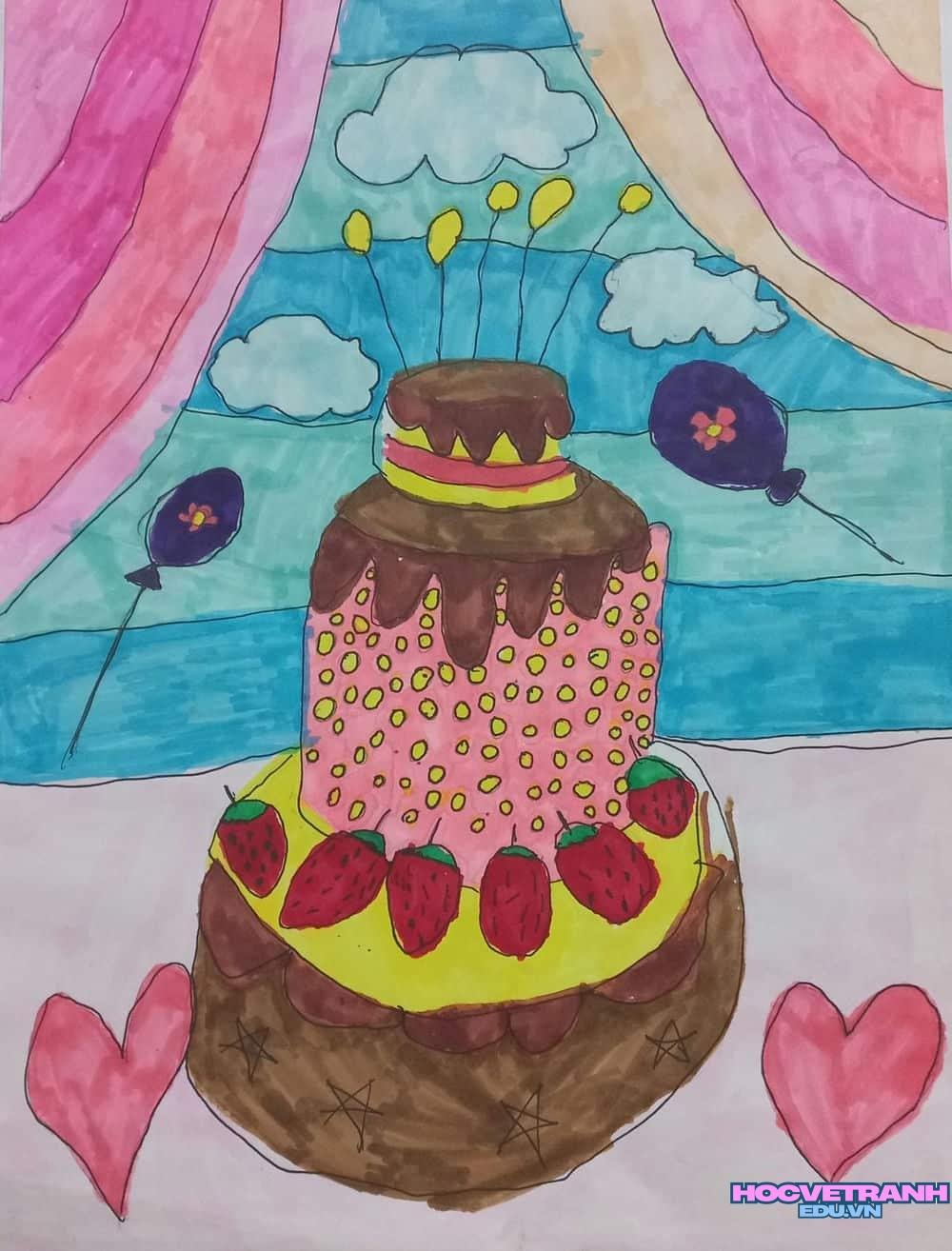 vẽ tranh chúc mừng sinh nhật đẹp