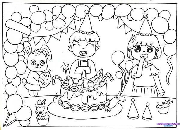 vẽ tranh chúc mừng sinh nhật đơn giản