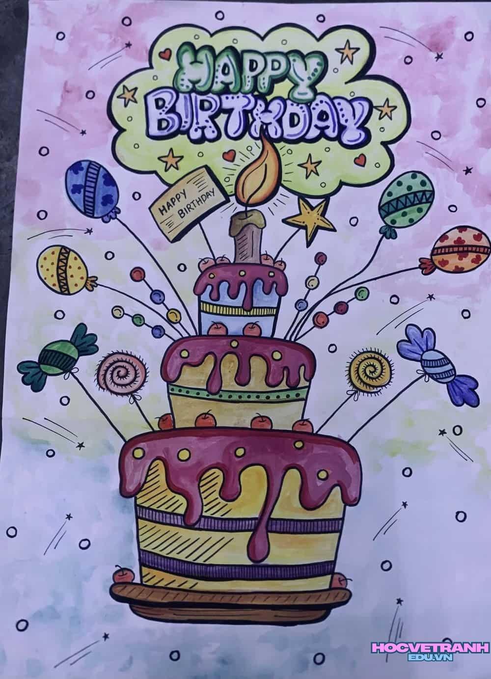 vẽ tranh chúc mừng sinh nhật mẹ