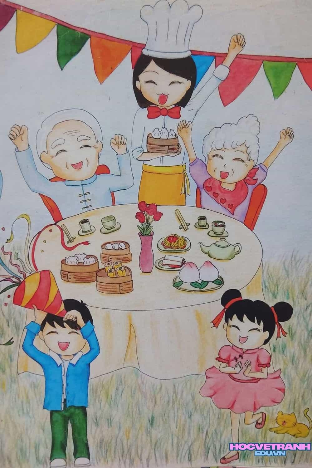 vẽ tranh chúc mừng sinh nhật xinh