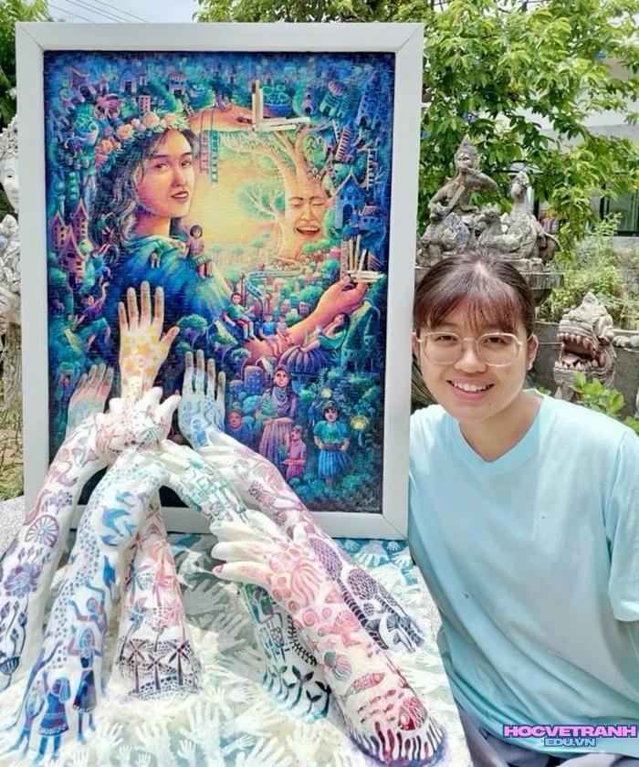 vẽ tranh chuyển động nền xanh