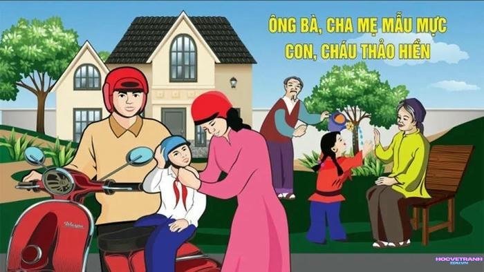vẽ tranh cổ động con cháu hiếu thảo