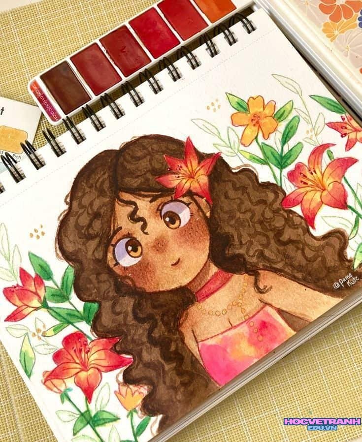 ve tranh co giao tre.