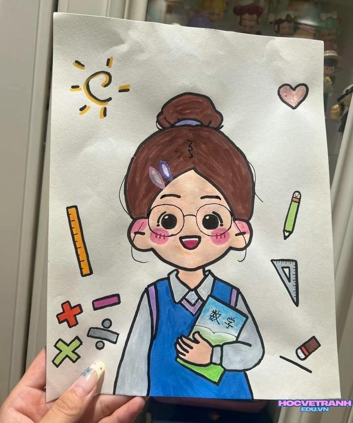 vẽ tranh cô giáo